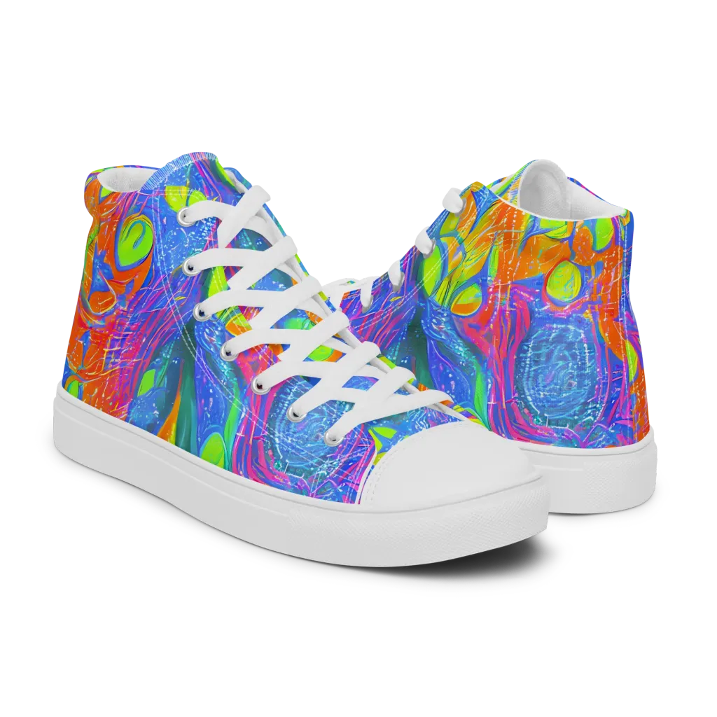 Pixelated Citrus on Women's High Top Canvas Shoes — Right