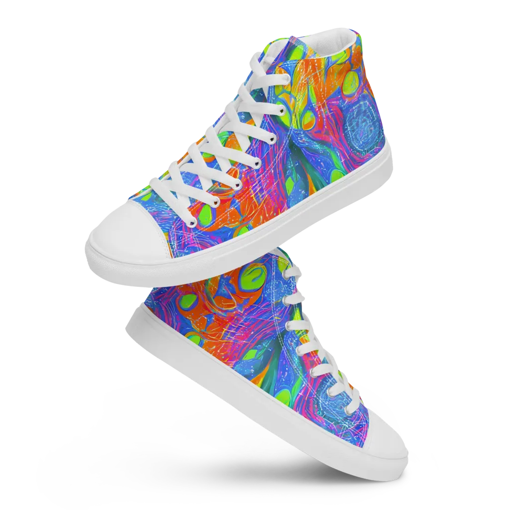 Pixelated Citrus on Women's High Top Canvas Shoes — Front