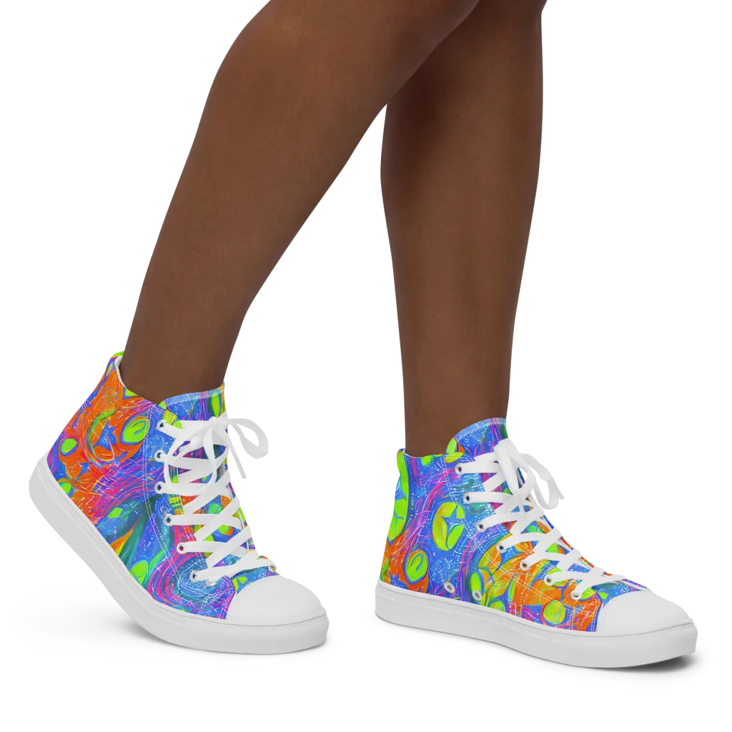 Pixelated Citrus on Women's High Top Canvas Shoes — Right
