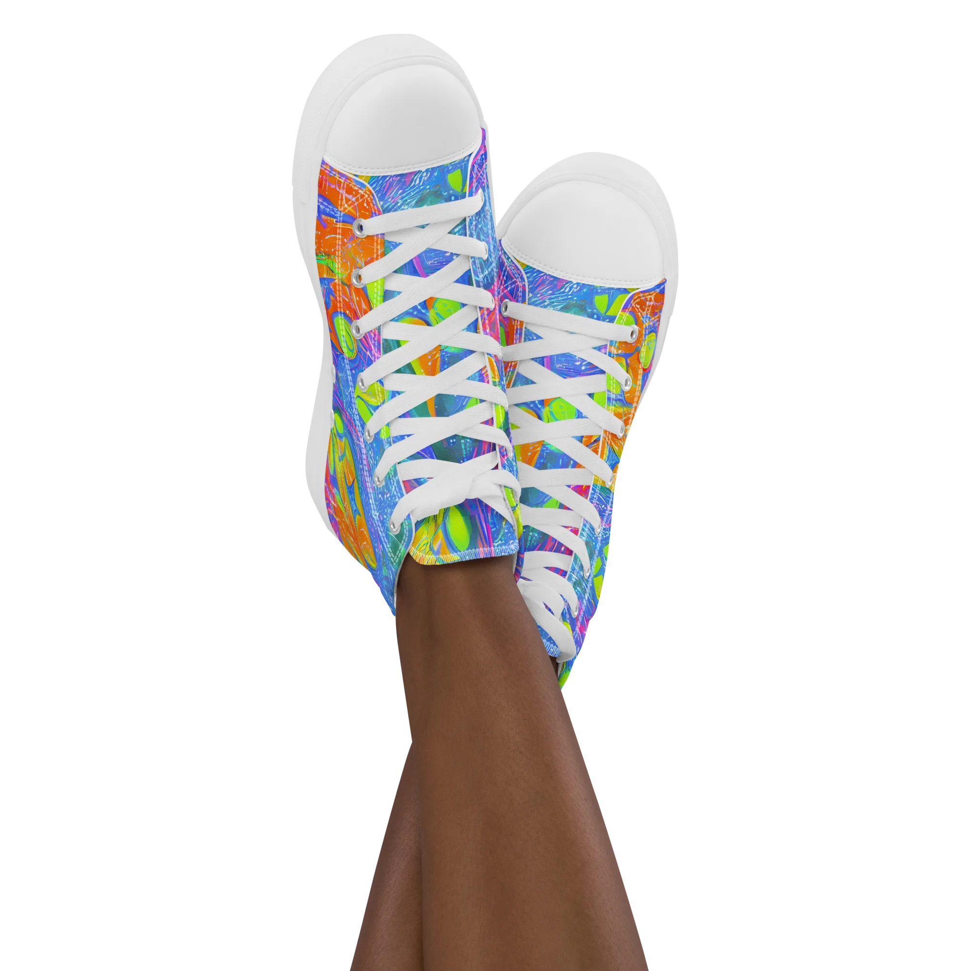 Pixelated Citrus on Women's High Top Canvas Shoes — Front