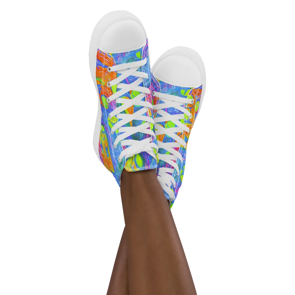 Pixelated Citrus on Women's High Top Canvas Shoes — Front