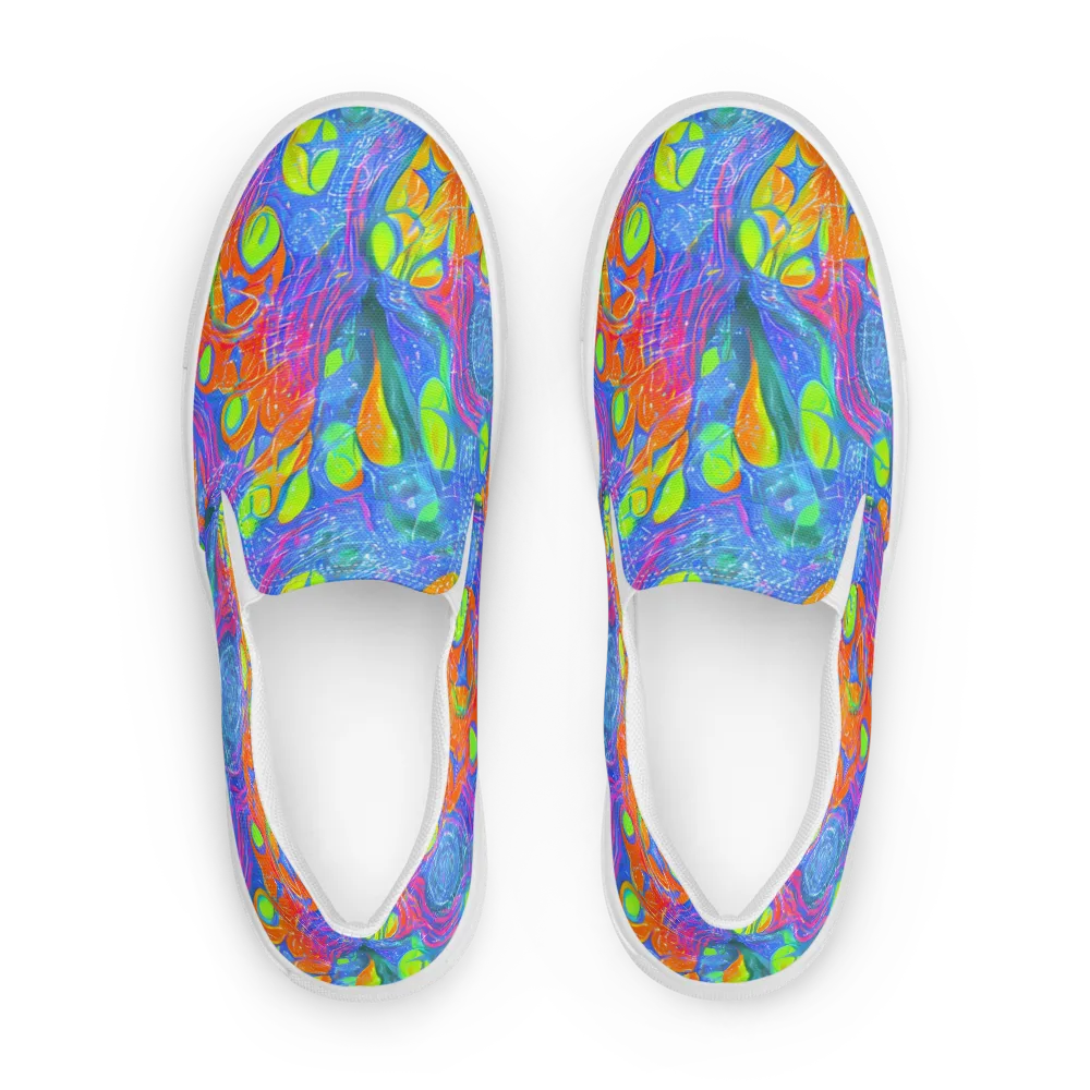 Pixelated Citrus on Men's Slip-On Canvas Shoes — Front