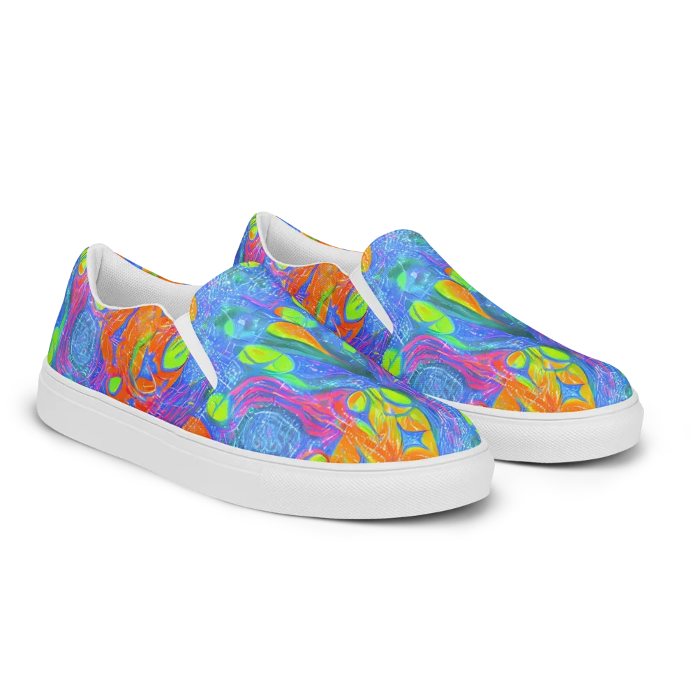Pixelated Citrus on Men's Slip-On Canvas Shoes — Right Front