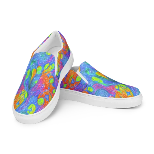 Pixelated Citrus on a Men's Slip-On Canvas Shoes