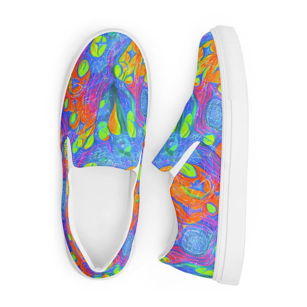 Pixelated Citrus on Men's Slip-On Canvas Shoes — Front