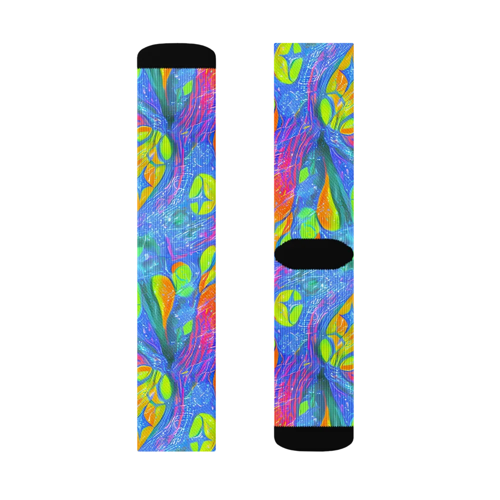 Pixelated Citrus on Socks — Right Sock