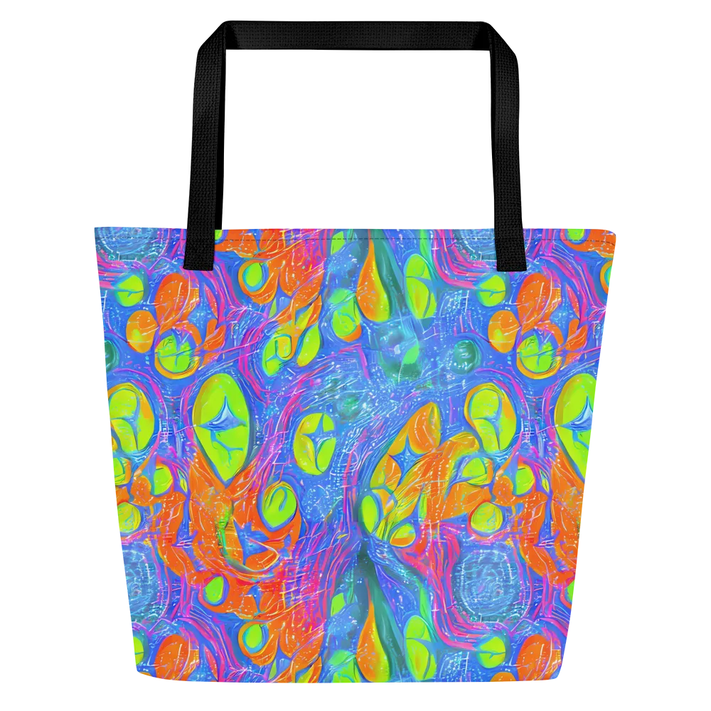 Pixelated Citrus on Large Tote Bag W/ Pocket — Front