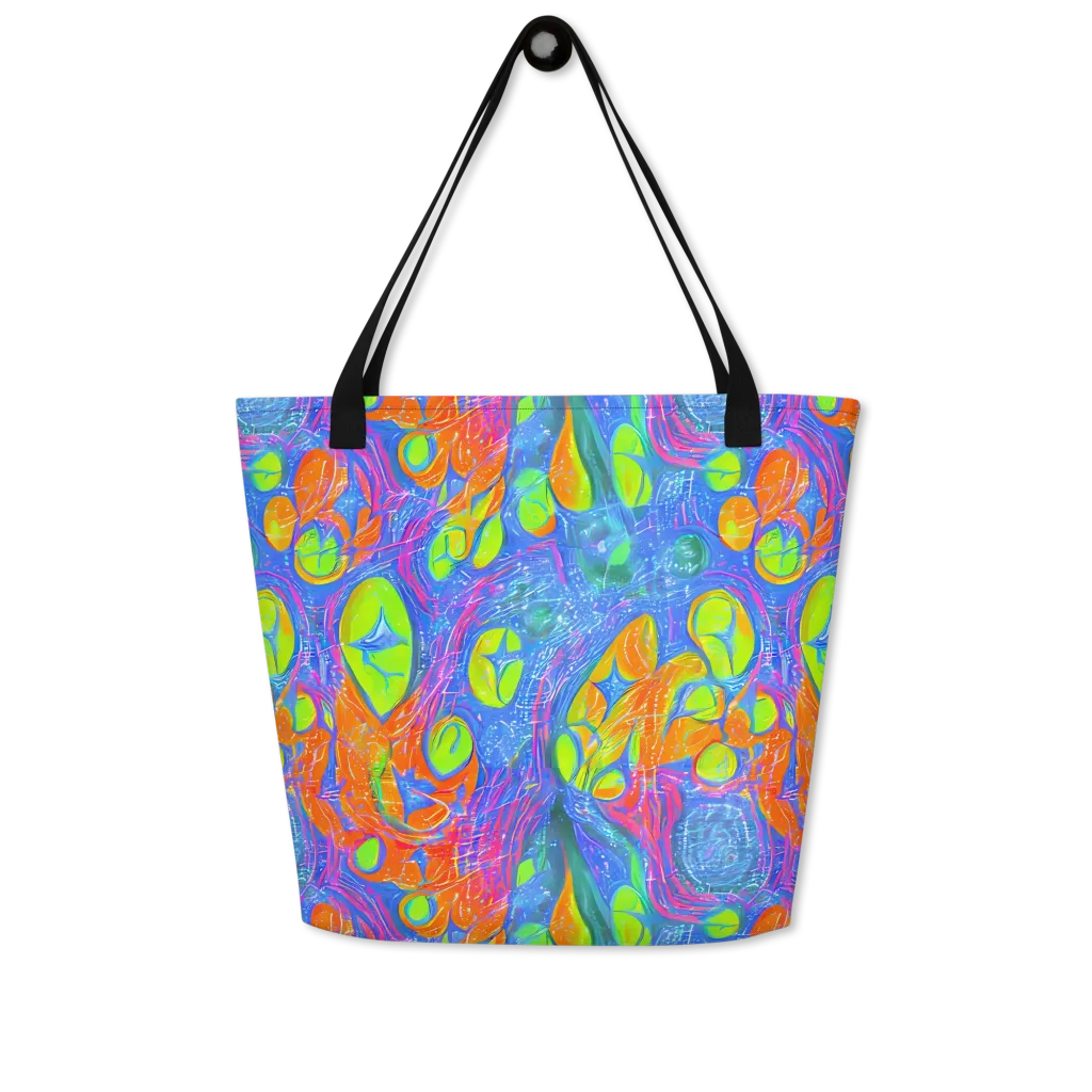 Pixelated Citrus on Large Tote Bag W/ Pocket — Front