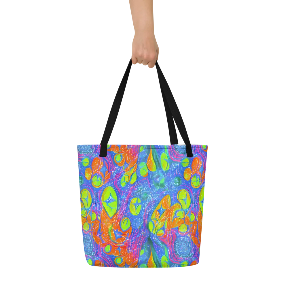 Pixelated Citrus on Large Tote Bag W/ Pocket — Front