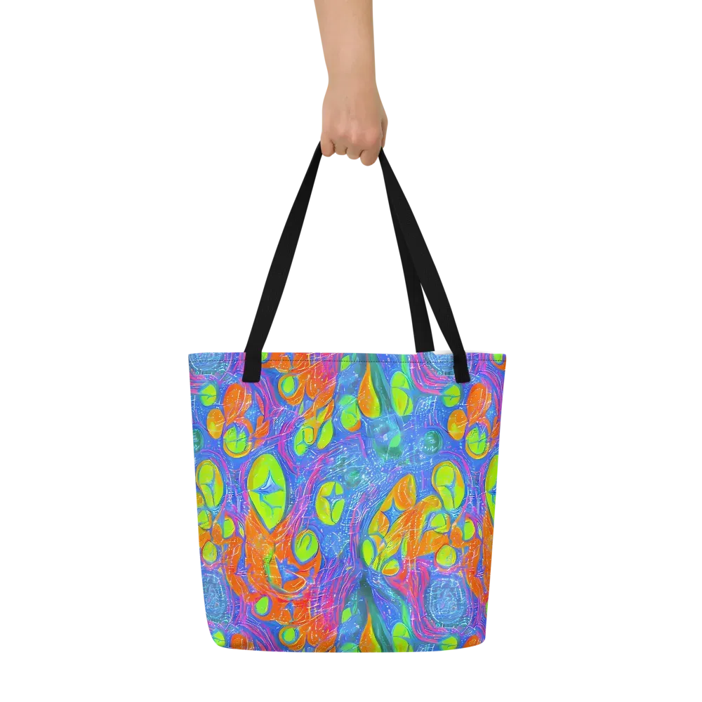 Pixelated Citrus on Large Tote Bag W/ Pocket — Front