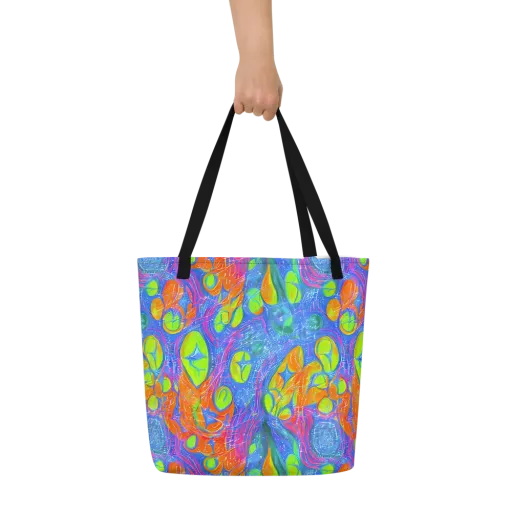 Pixelated Citrus on a Large Tote Bag W/ Pocket