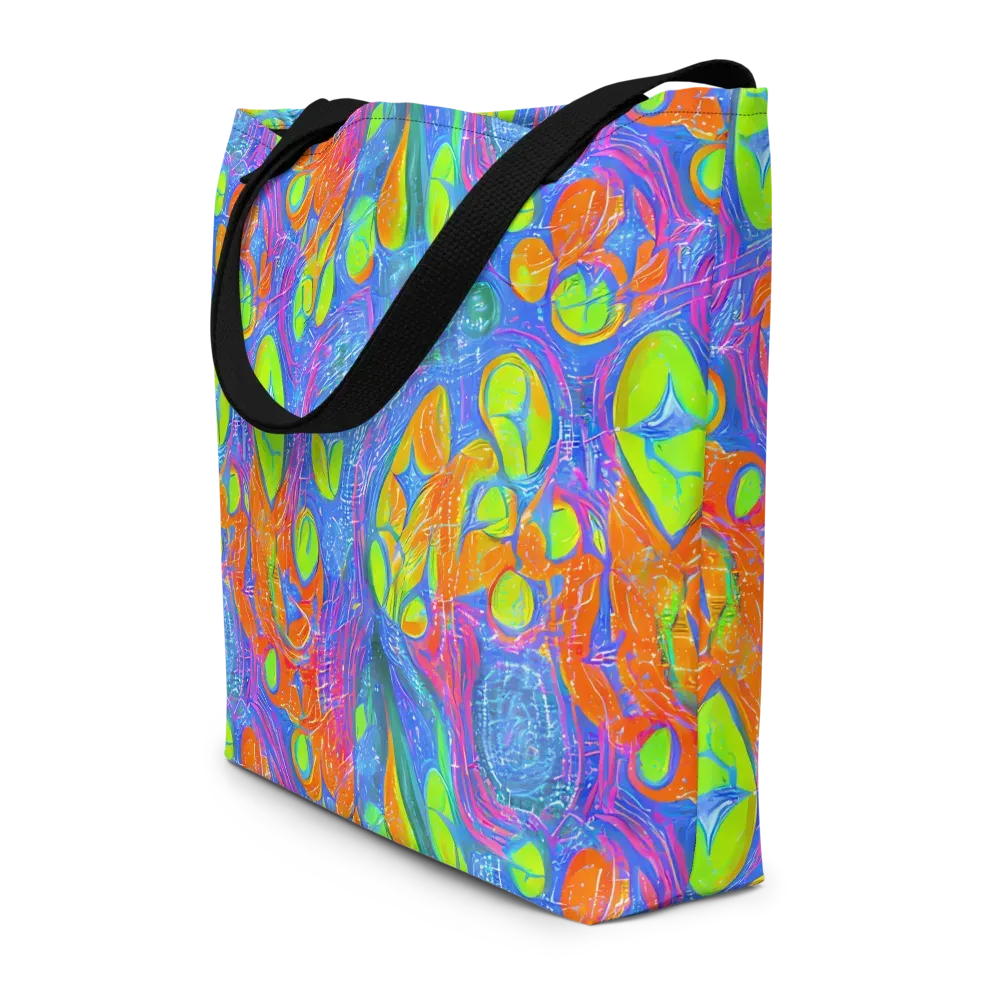 Pixelated Citrus on Large Tote Bag W/ Pocket — Front
