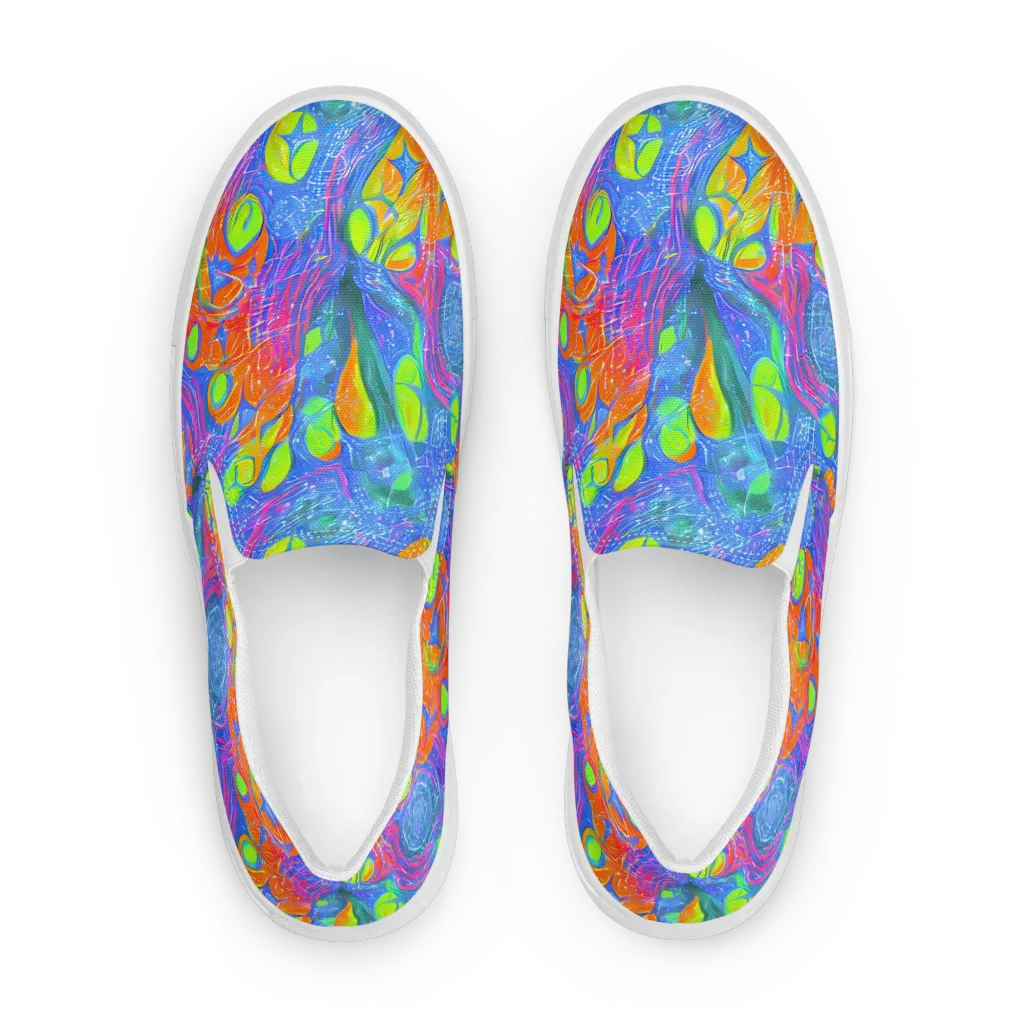 Pixelated Citrus on Women's Slip-On Canvas Shoes — Front