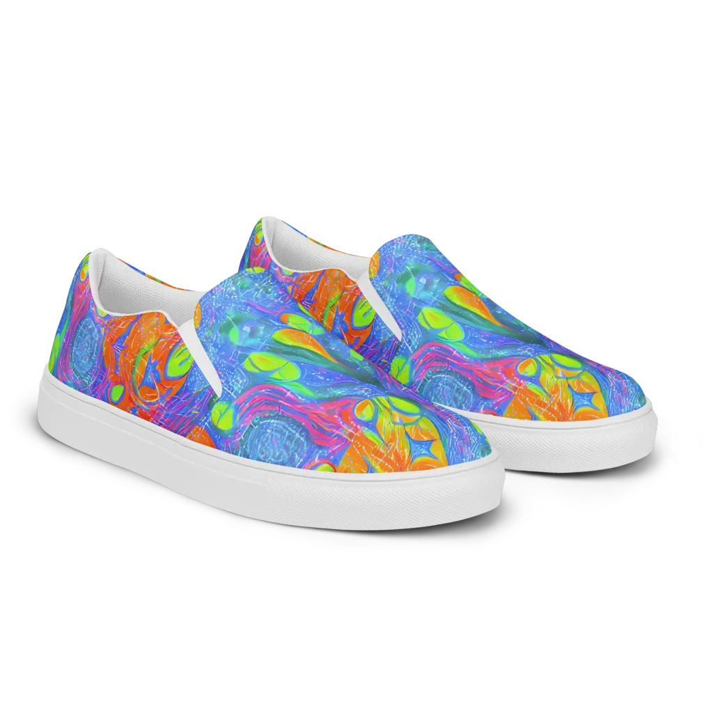 Pixelated Citrus on Women's Slip-On Canvas Shoes — Right Front