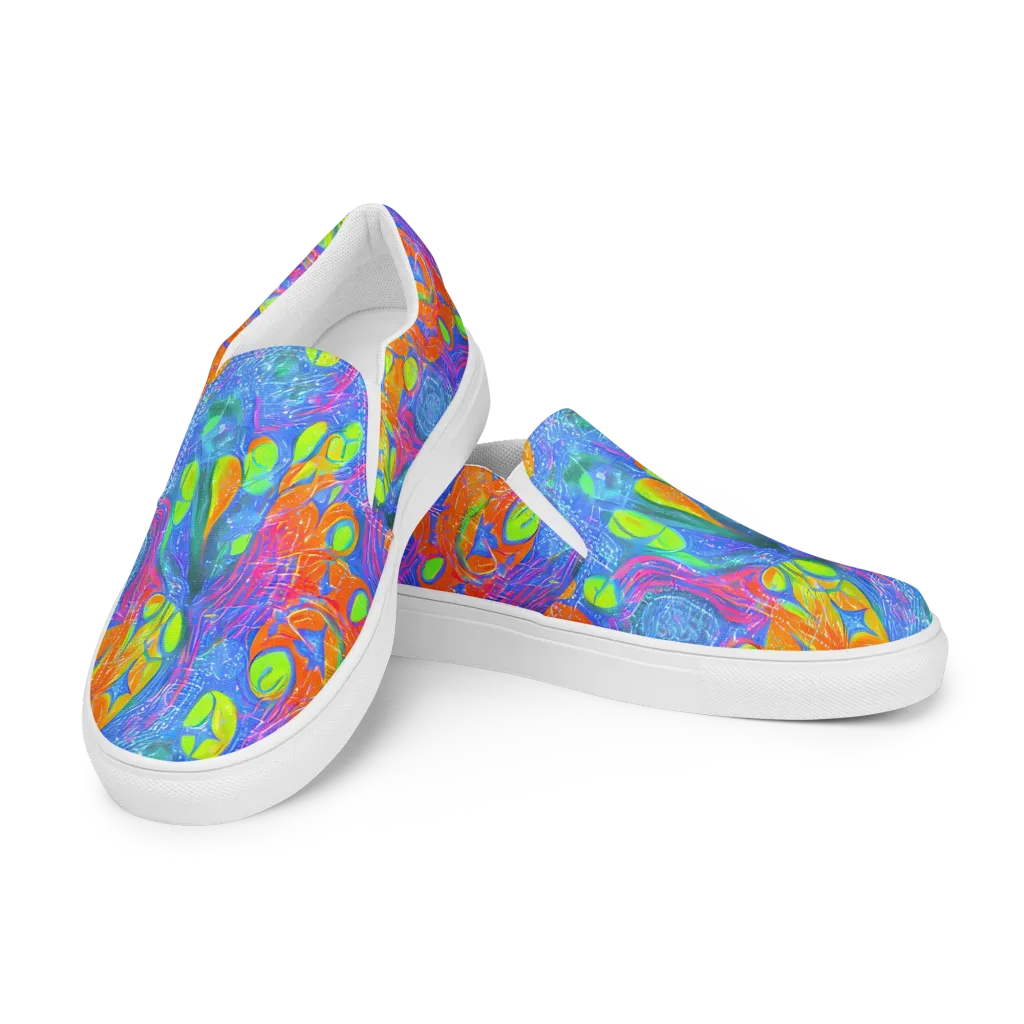 Pixelated Citrus on Women's Slip-On Canvas Shoes — Left Front