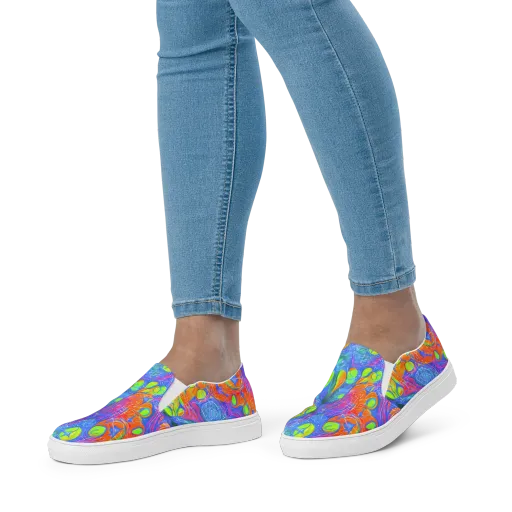 Pixelated Citrus on a Women's Slip-On Canvas Shoes