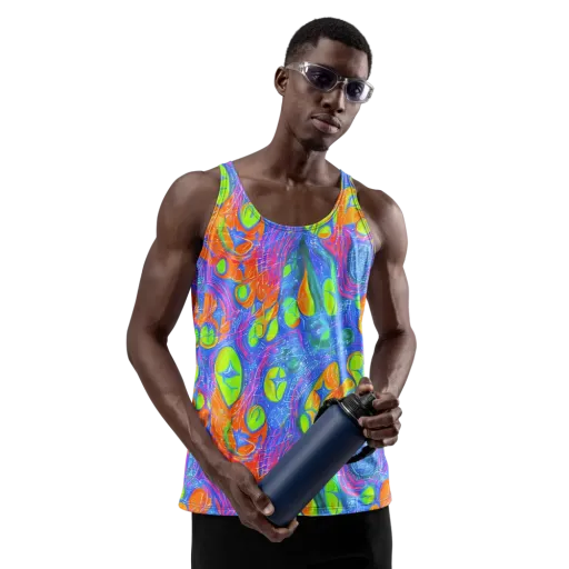 Pixelated Citrus on a Men's Tank Top