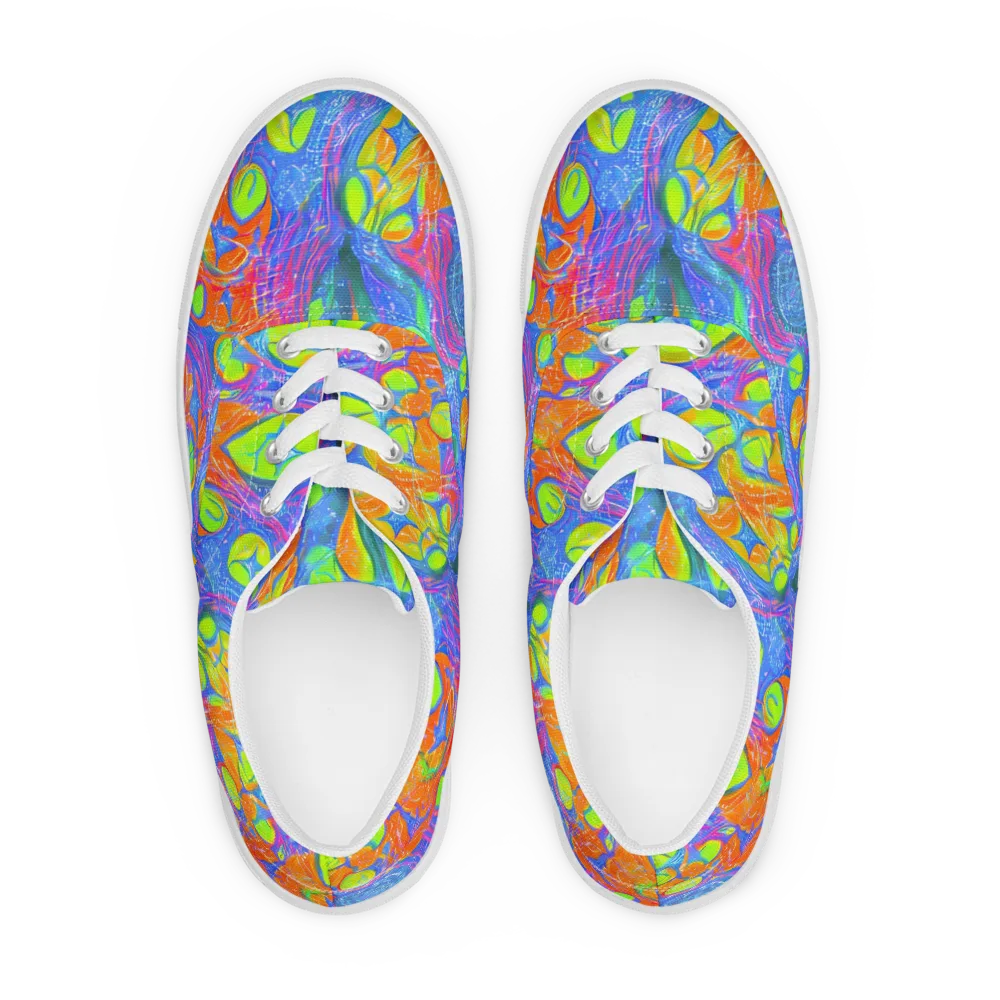 Pixelated Citrus on Men's Lace-Up Canvas Shoes — Front