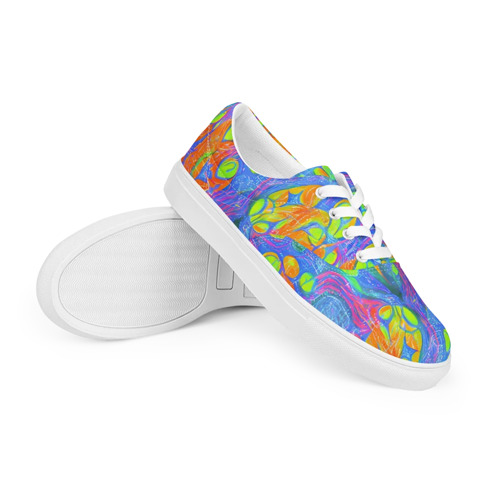 Pixelated Citrus on Men's Lace-Up Canvas Shoes — Right Front