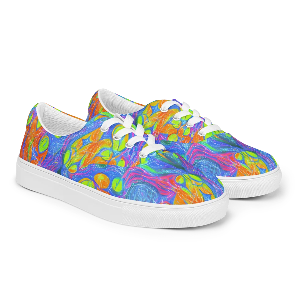 Pixelated Citrus on Men's Lace-Up Canvas Shoes — Right Front
