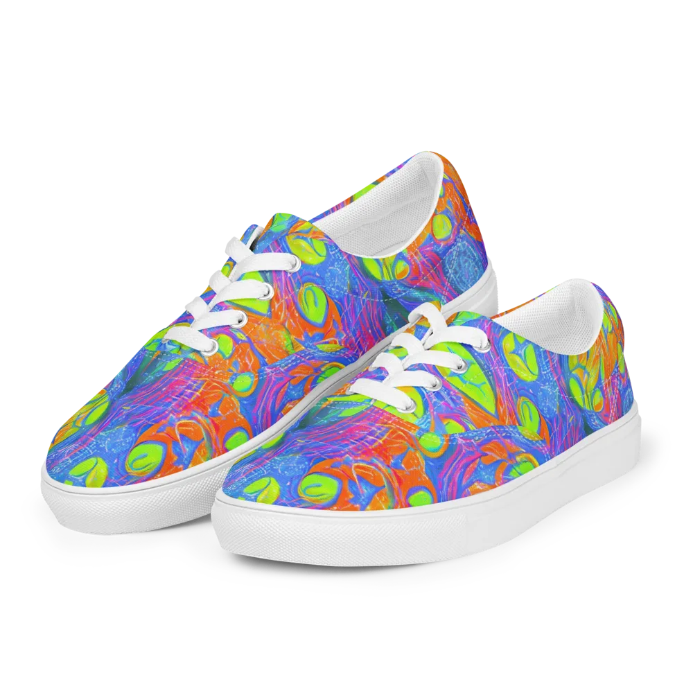 Pixelated Citrus on Men's Lace-Up Canvas Shoes — Left Front