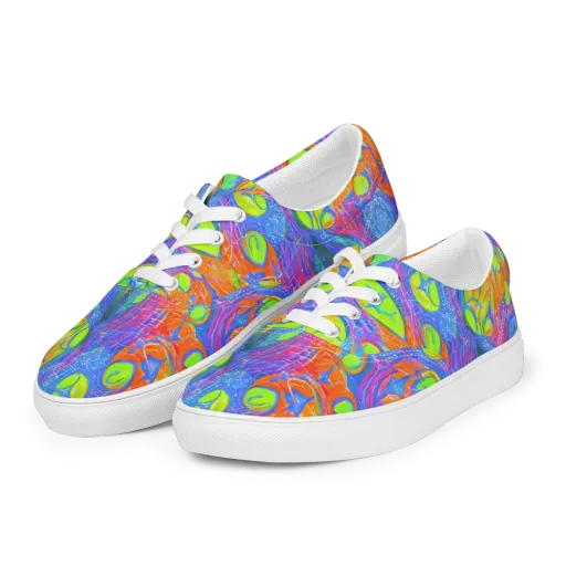 Pixelated Citrus on a Men's Lace-Up Canvas Shoes