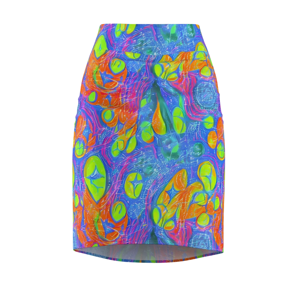 Pixelated Citrus on Pencil Skirt — Front