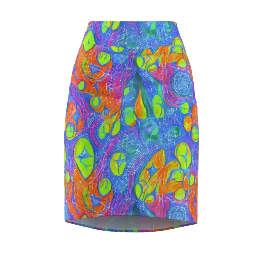 Pixelated Citrus on a Pencil Skirt