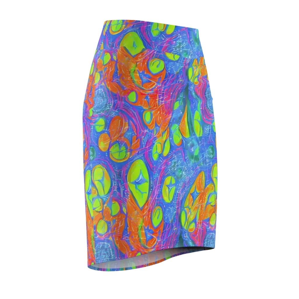 Pixelated Citrus on Pencil Skirt — Front Side