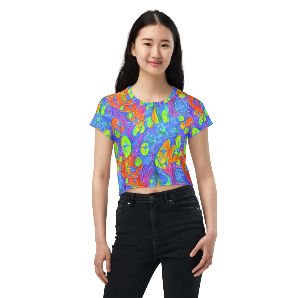 Pixelated Citrus on Crop Tee — Front