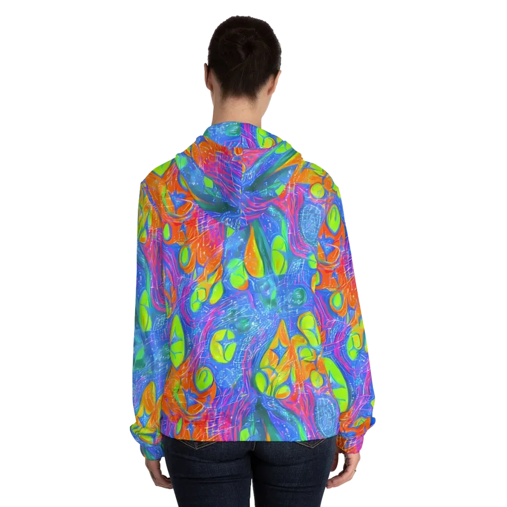 Pixelated Citrus on Women's Full-Zip Hoodie — Back On Person