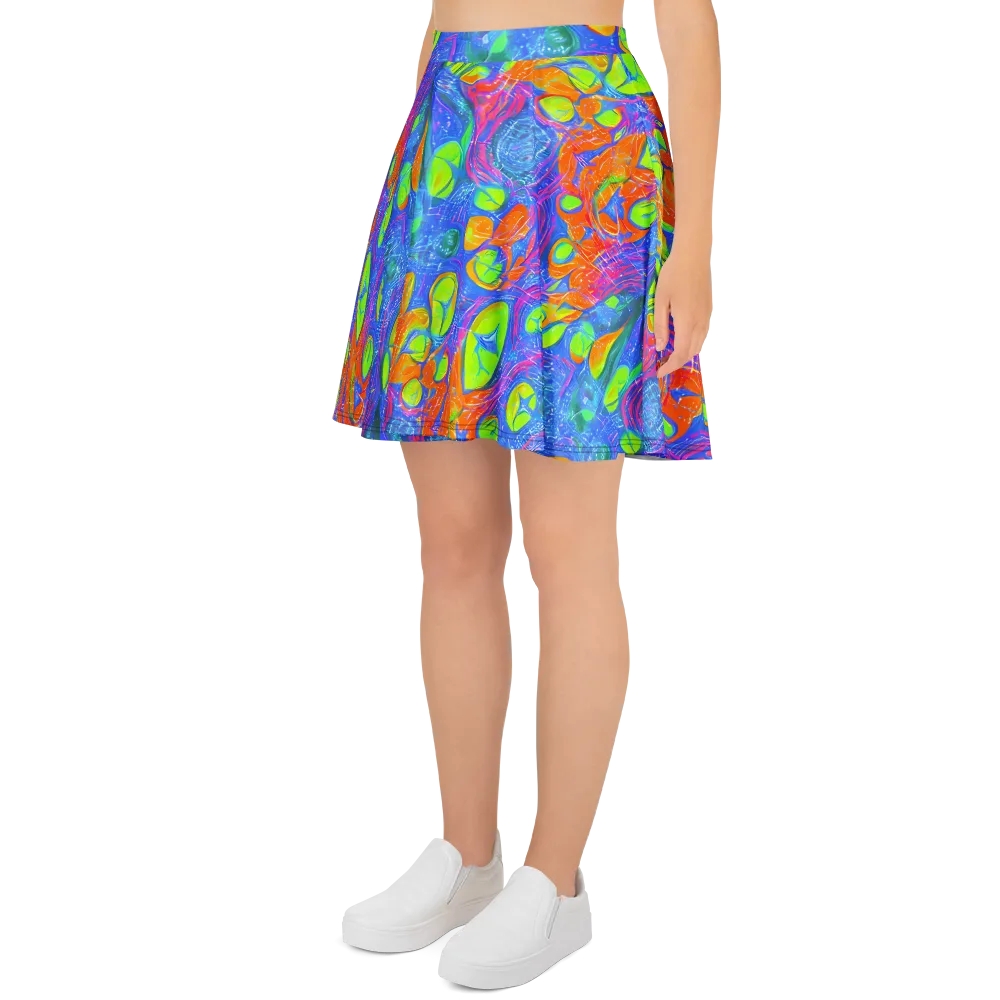 Pixelated Citrus on Skater Skirt — Left