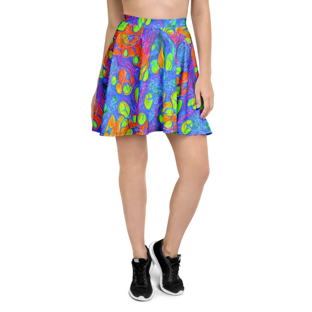 Pixelated Citrus on Skater Skirt — Front