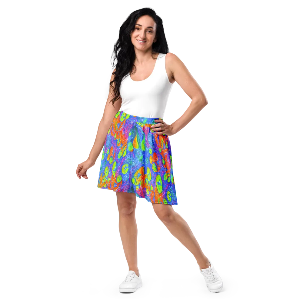 Pixelated Citrus on Skater Skirt — Front