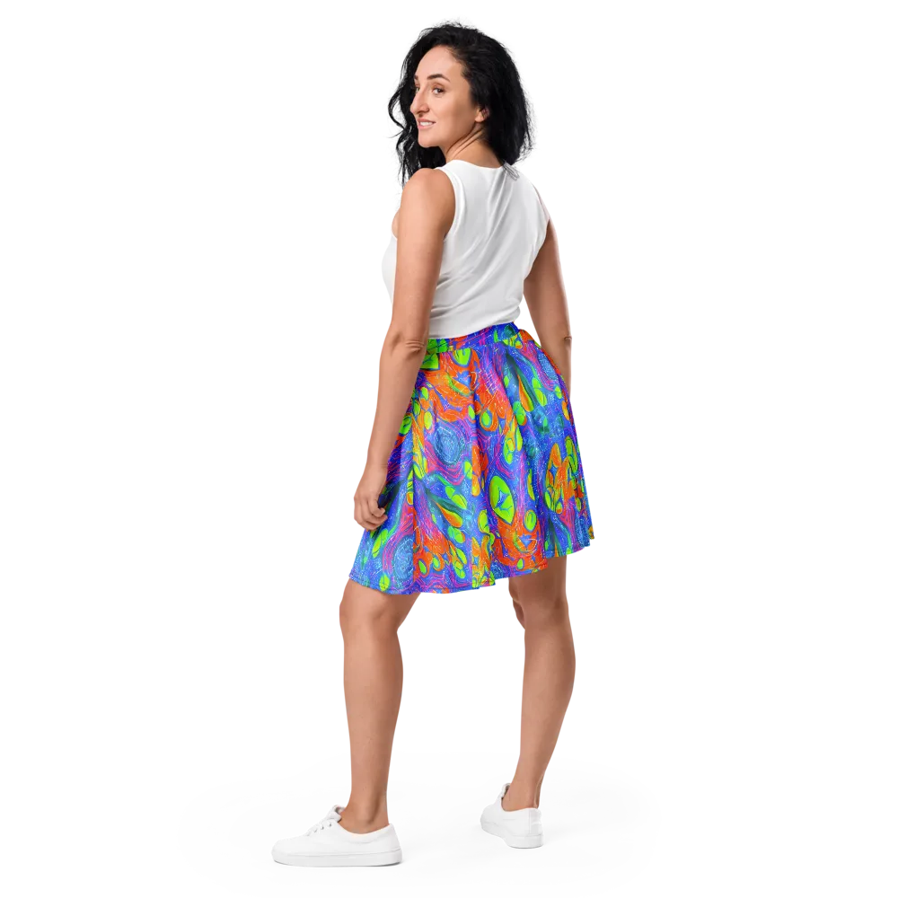 Pixelated Citrus on Skater Skirt — Back