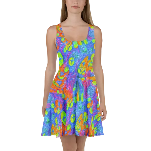 Pixelated Citrus on a Skater Dress