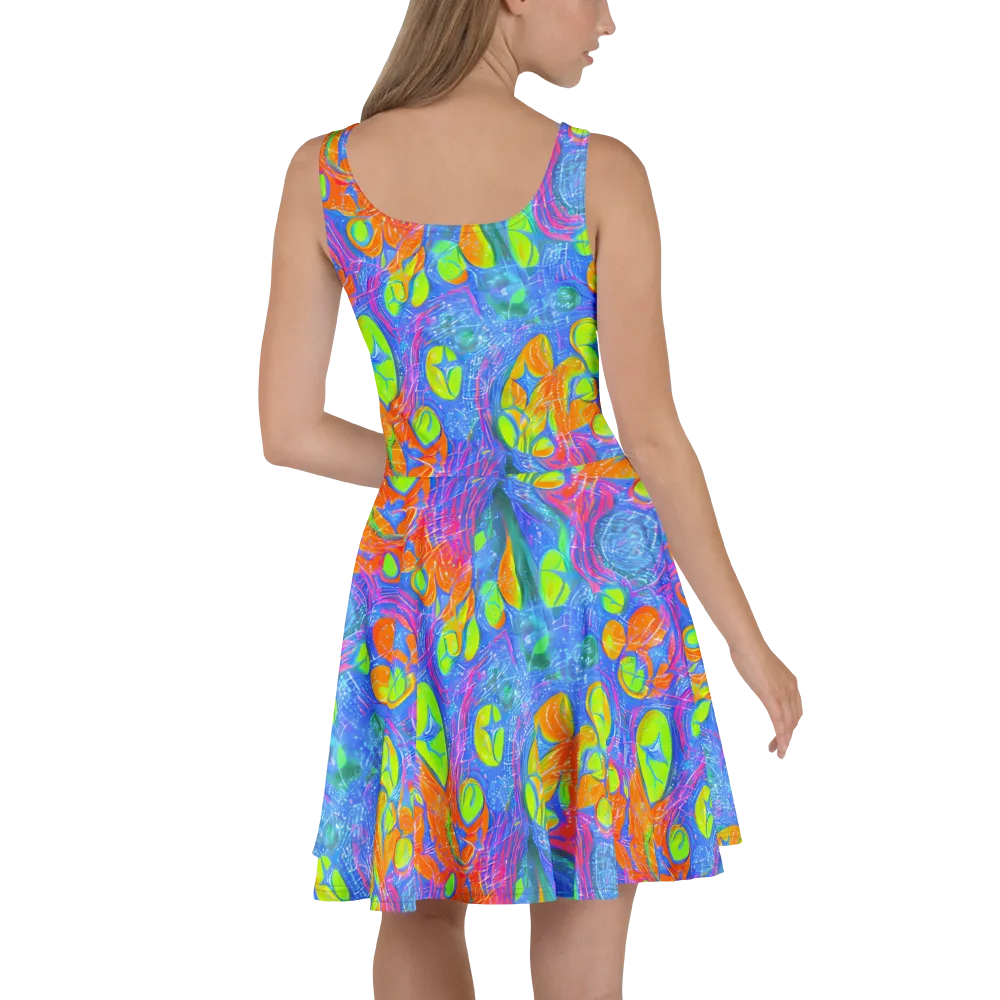 Pixelated Citrus on Skater Dress — Back