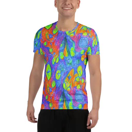 Pixelated Citrus on a Men's Athletic T-Shirt