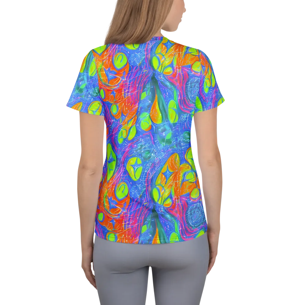 Pixelated Citrus on Women's Athletic T-Shirt — Back