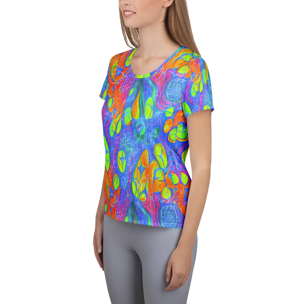 Pixelated Citrus on Women's Athletic T-Shirt — Left