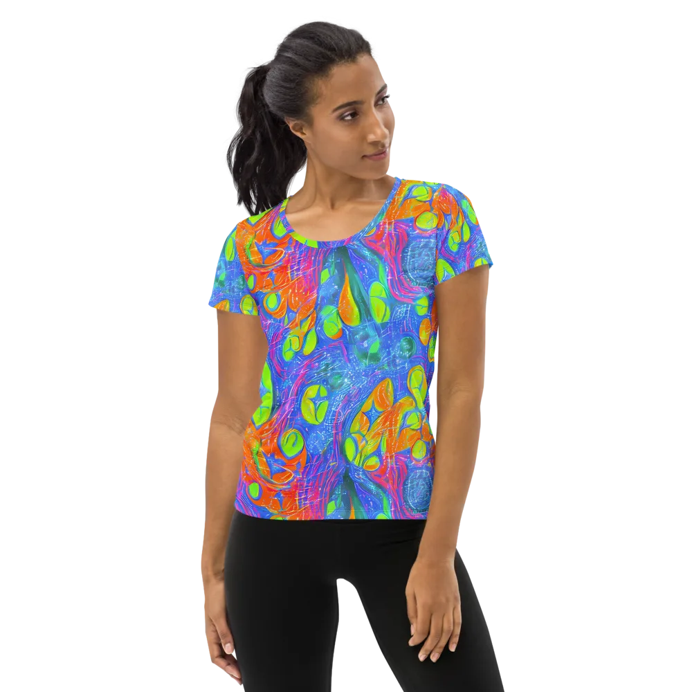 Pixelated Citrus on Women's Athletic T-Shirt — Front
