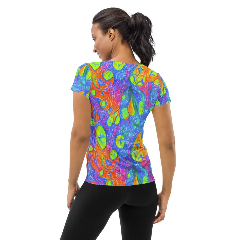 Pixelated Citrus on Women's Athletic T-Shirt — Back