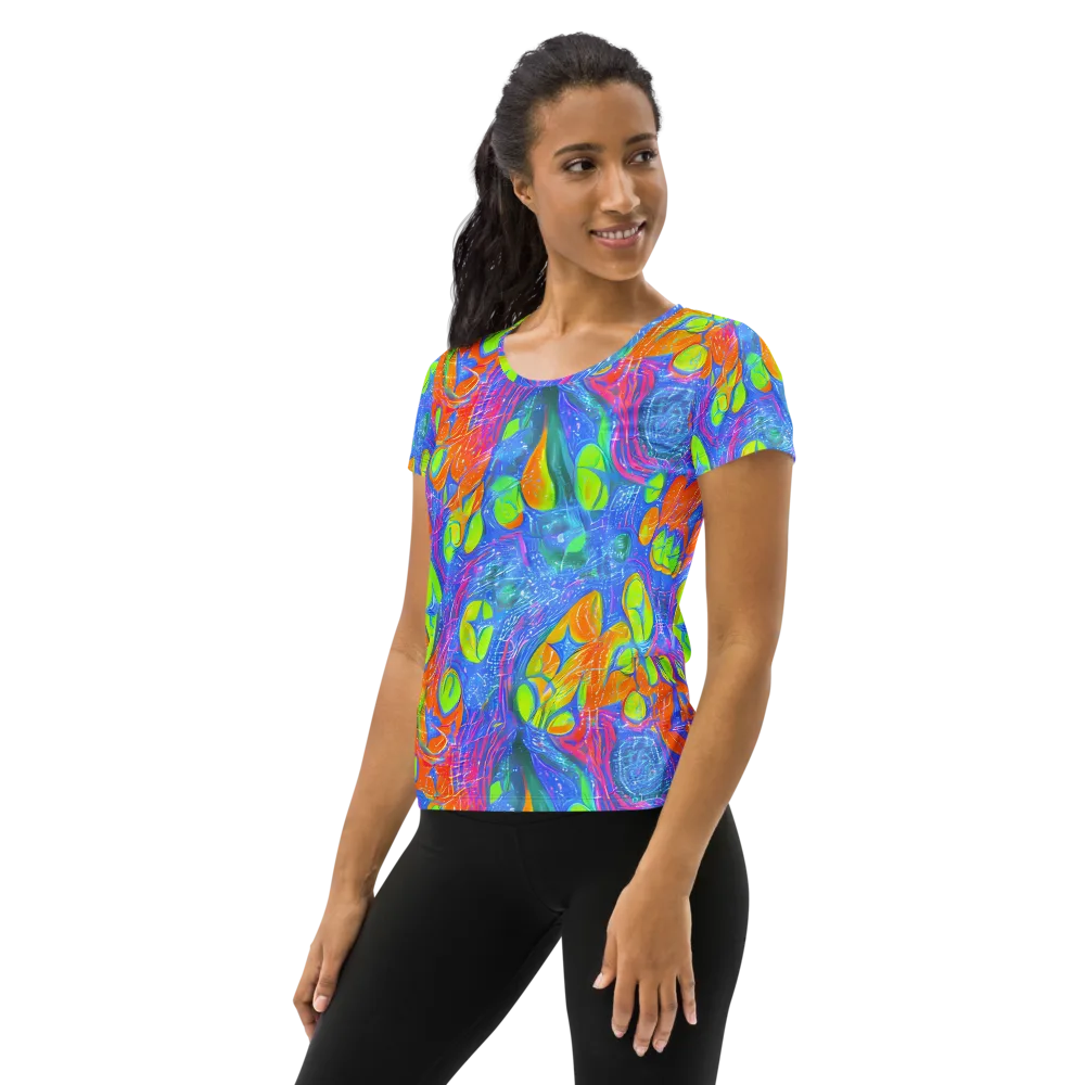 Pixelated Citrus on Women's Athletic T-Shirt — Left