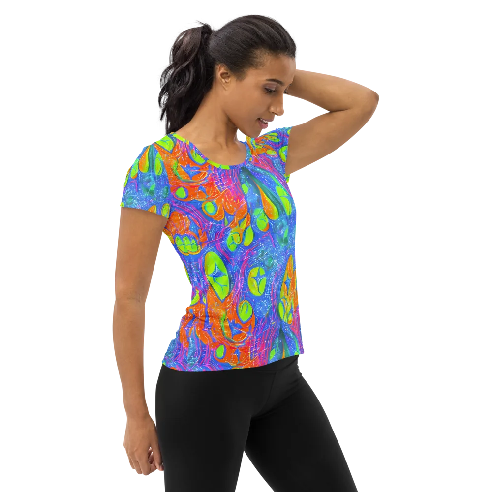 Pixelated Citrus on Women's Athletic T-Shirt — Right