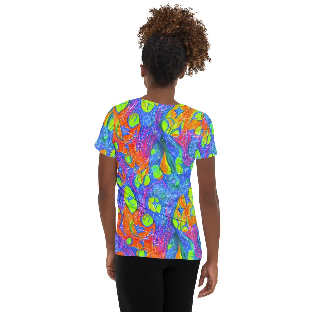 Pixelated Citrus on Women's Athletic T-Shirt — Back