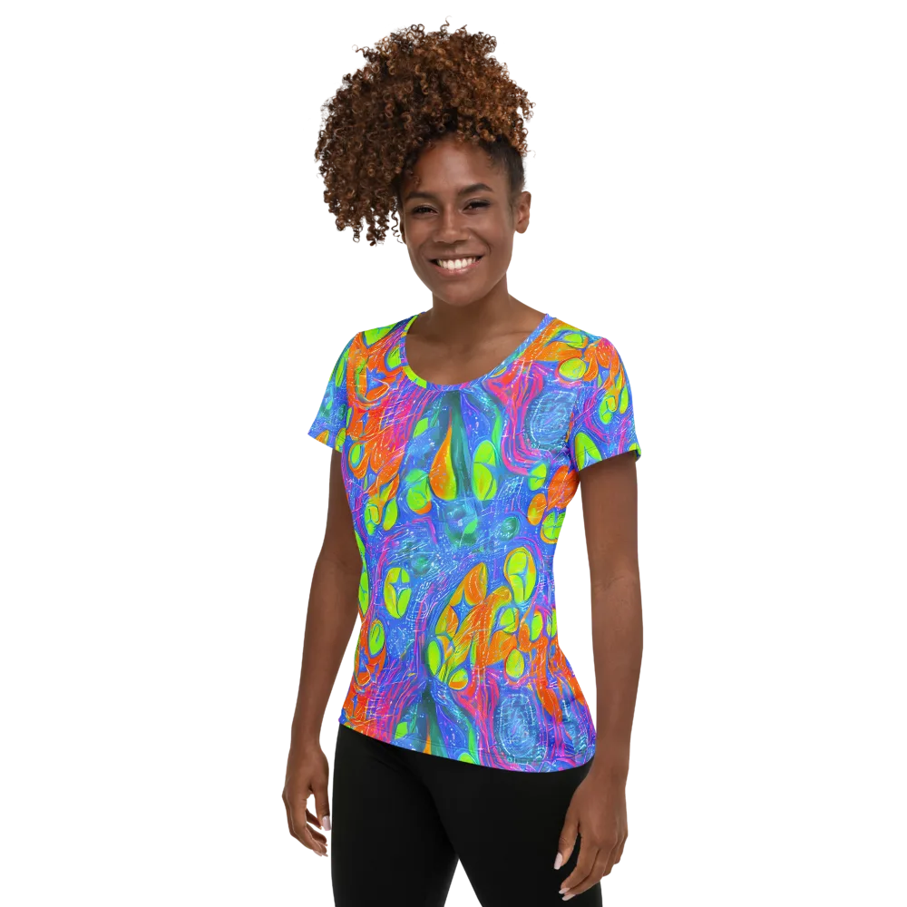 Pixelated Citrus on Women's Athletic T-Shirt — Left