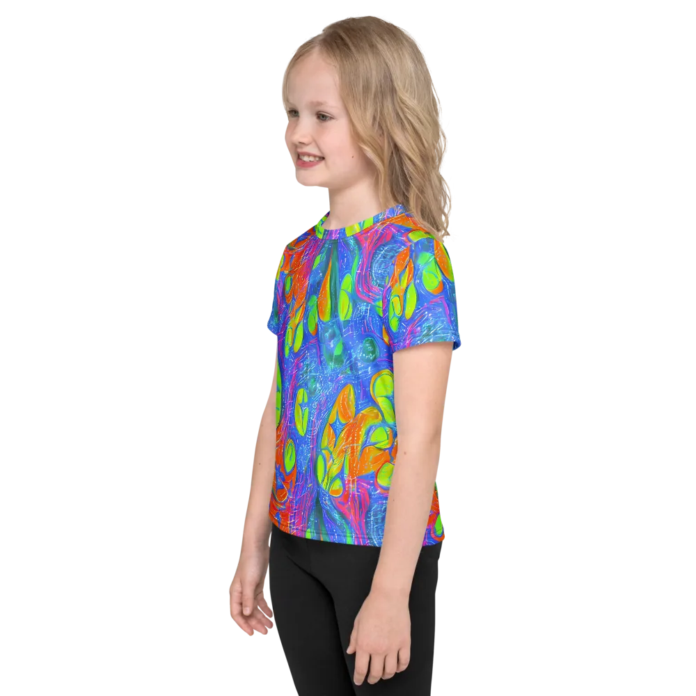 Pixelated Citrus on Kids Crew Neck T-Shirt — Left