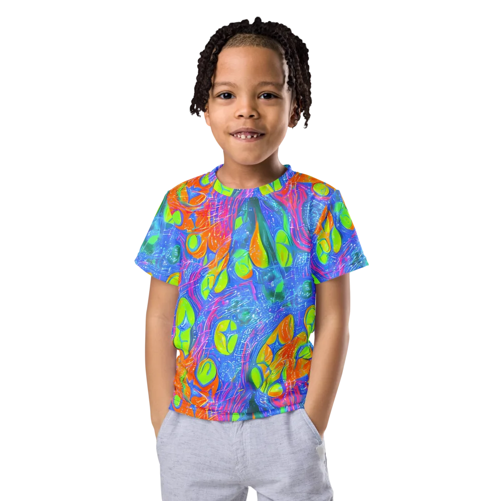 Pixelated Citrus on Kids Crew Neck T-Shirt — Front