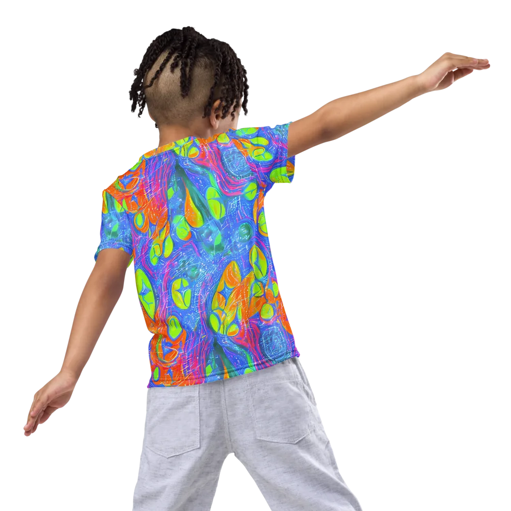 Pixelated Citrus on Kids Crew Neck T-Shirt — Back