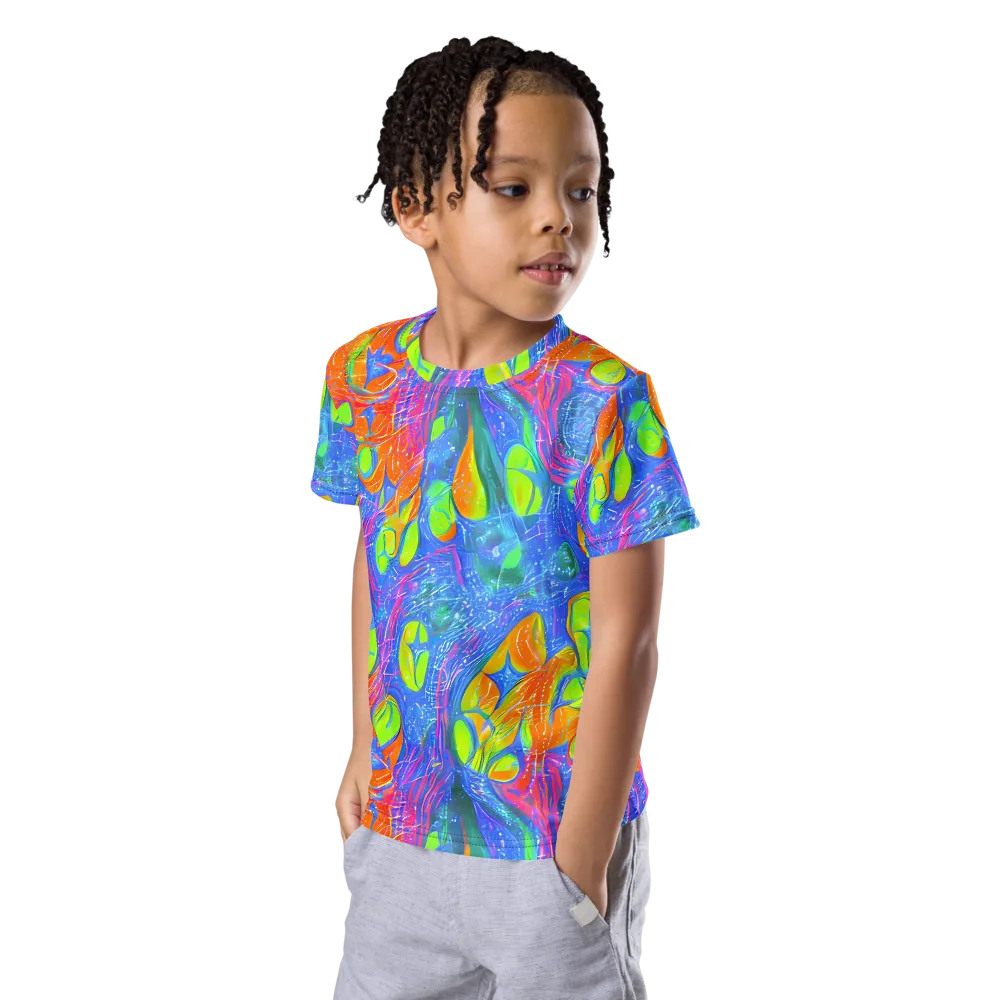 Pixelated Citrus on Kids Crew Neck T-Shirt — Left Front